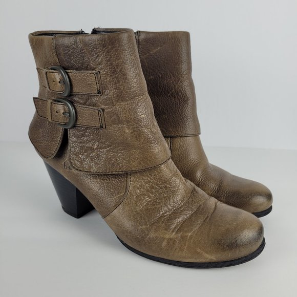 Born Brown Ankle Boots with Buckle Detail - Picture 1 of 12